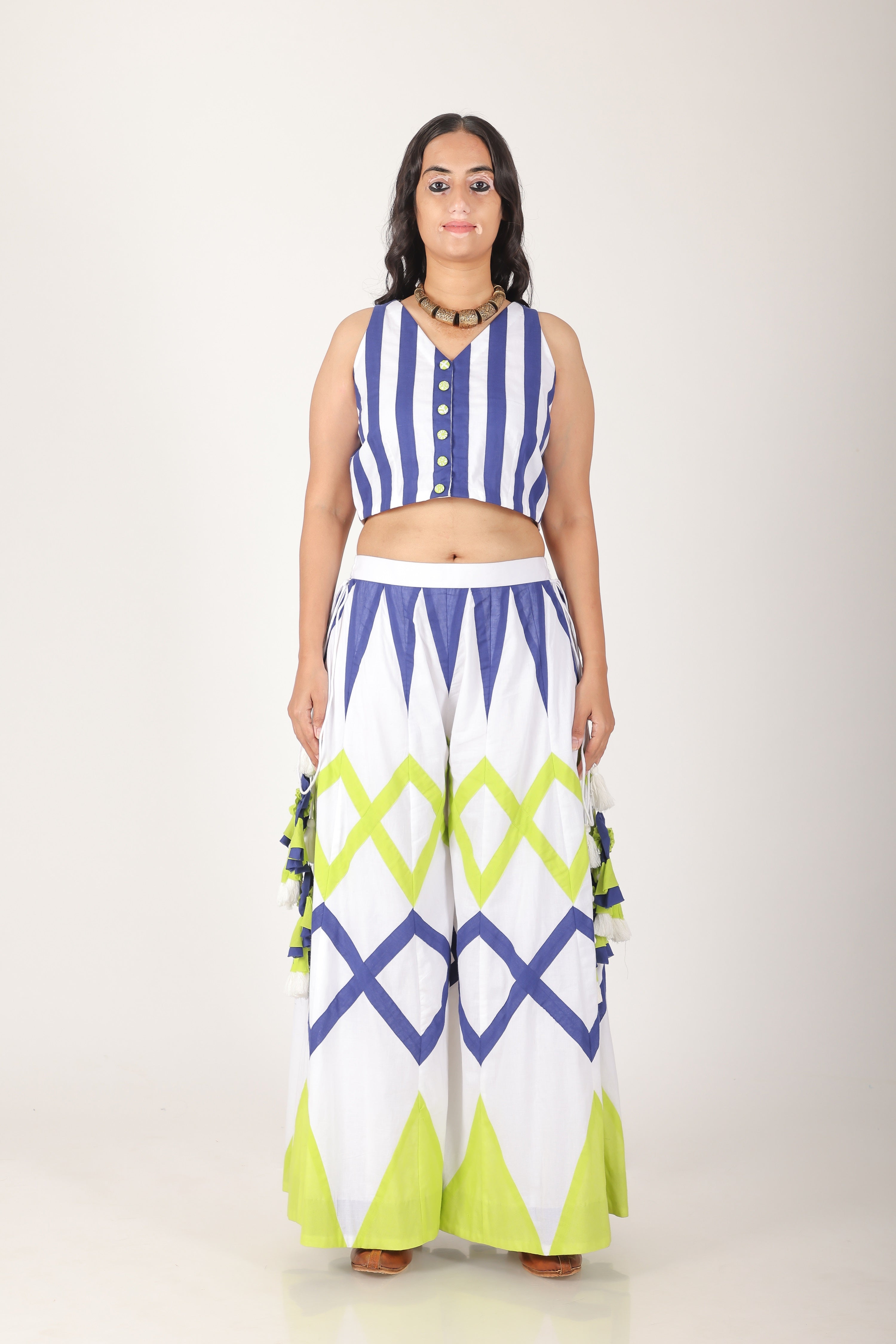 Peacock Blue & green Palazzo pant