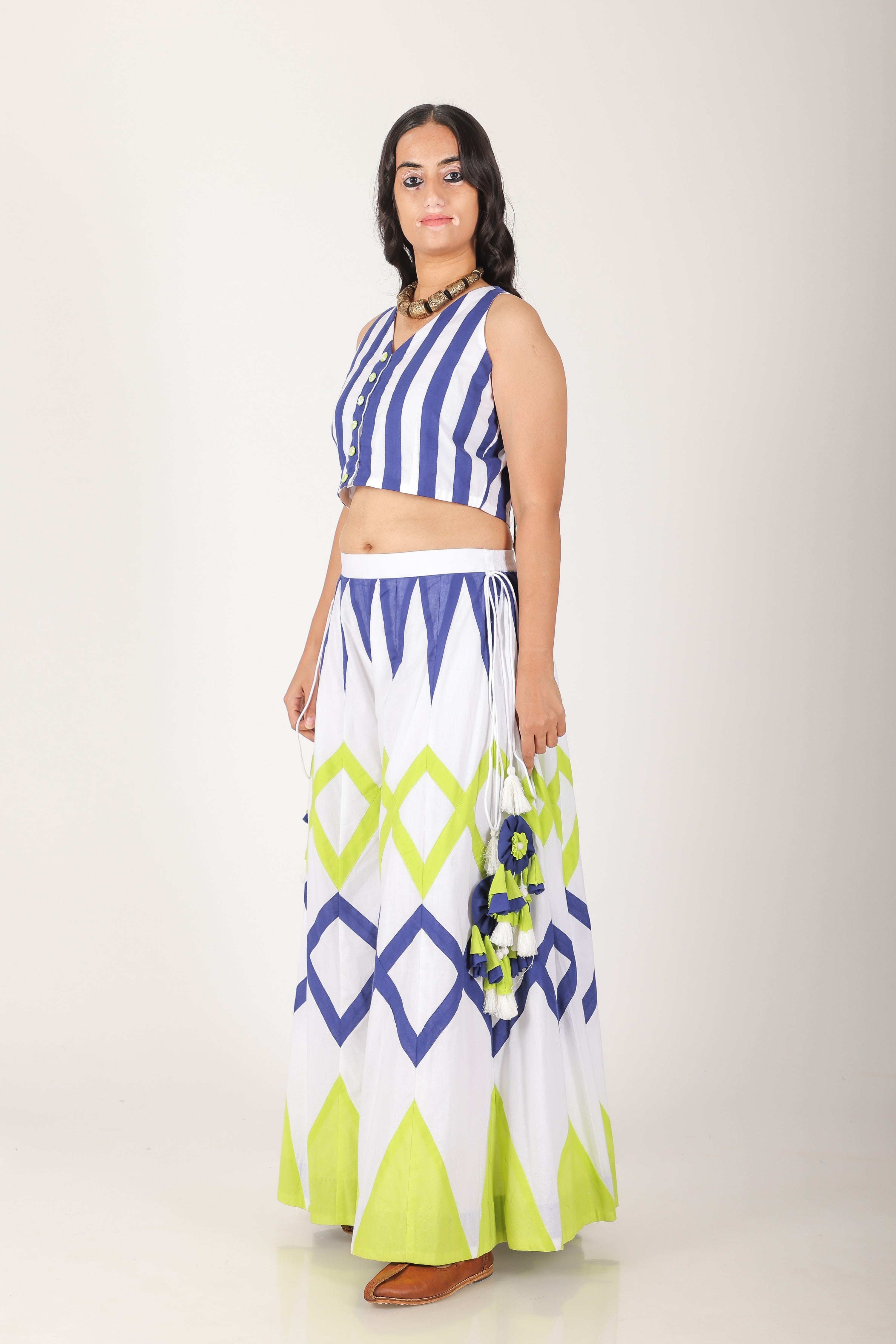 Peacock Blue & green Palazzo pant