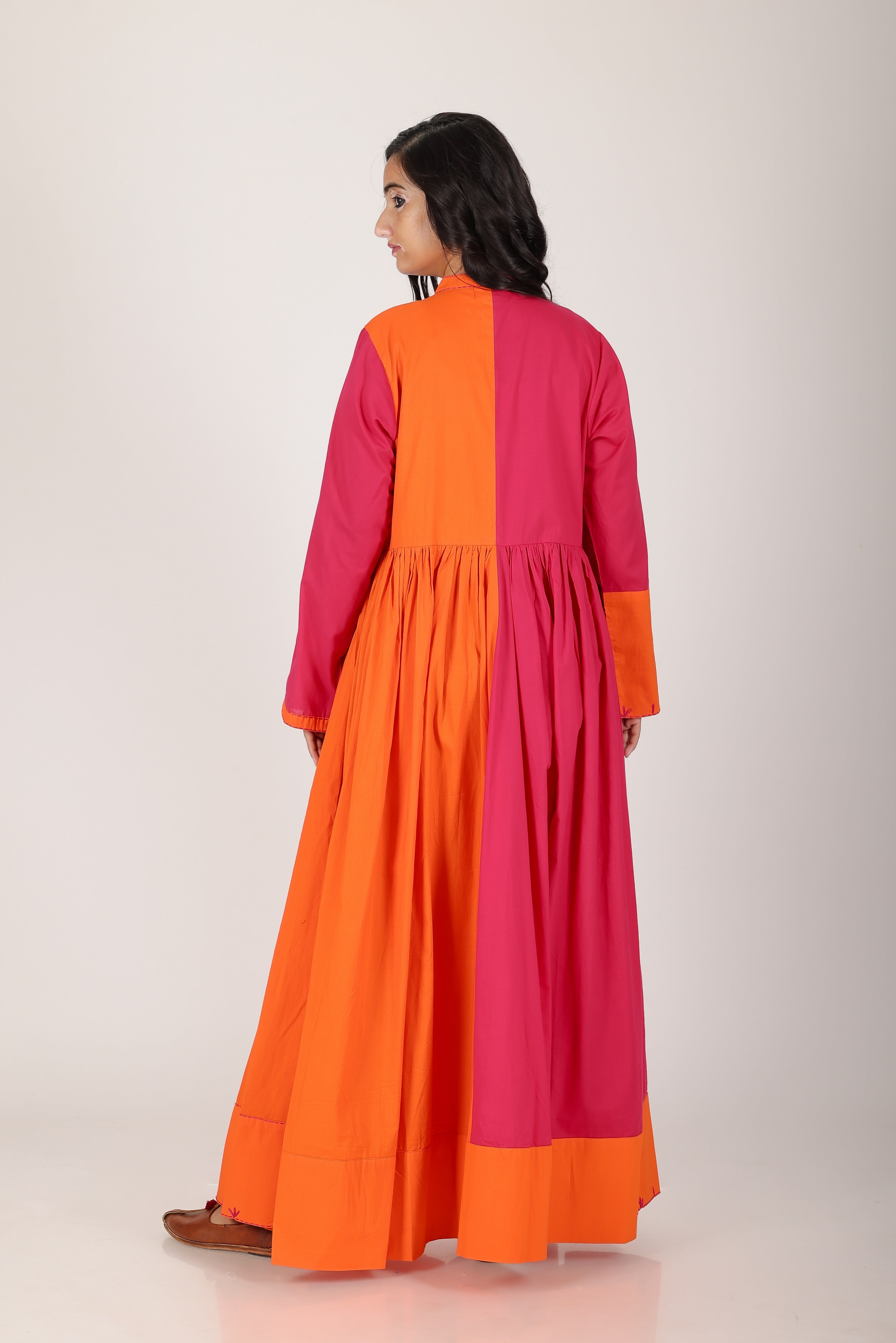 POPY PINK ORANGE LONG DRESS