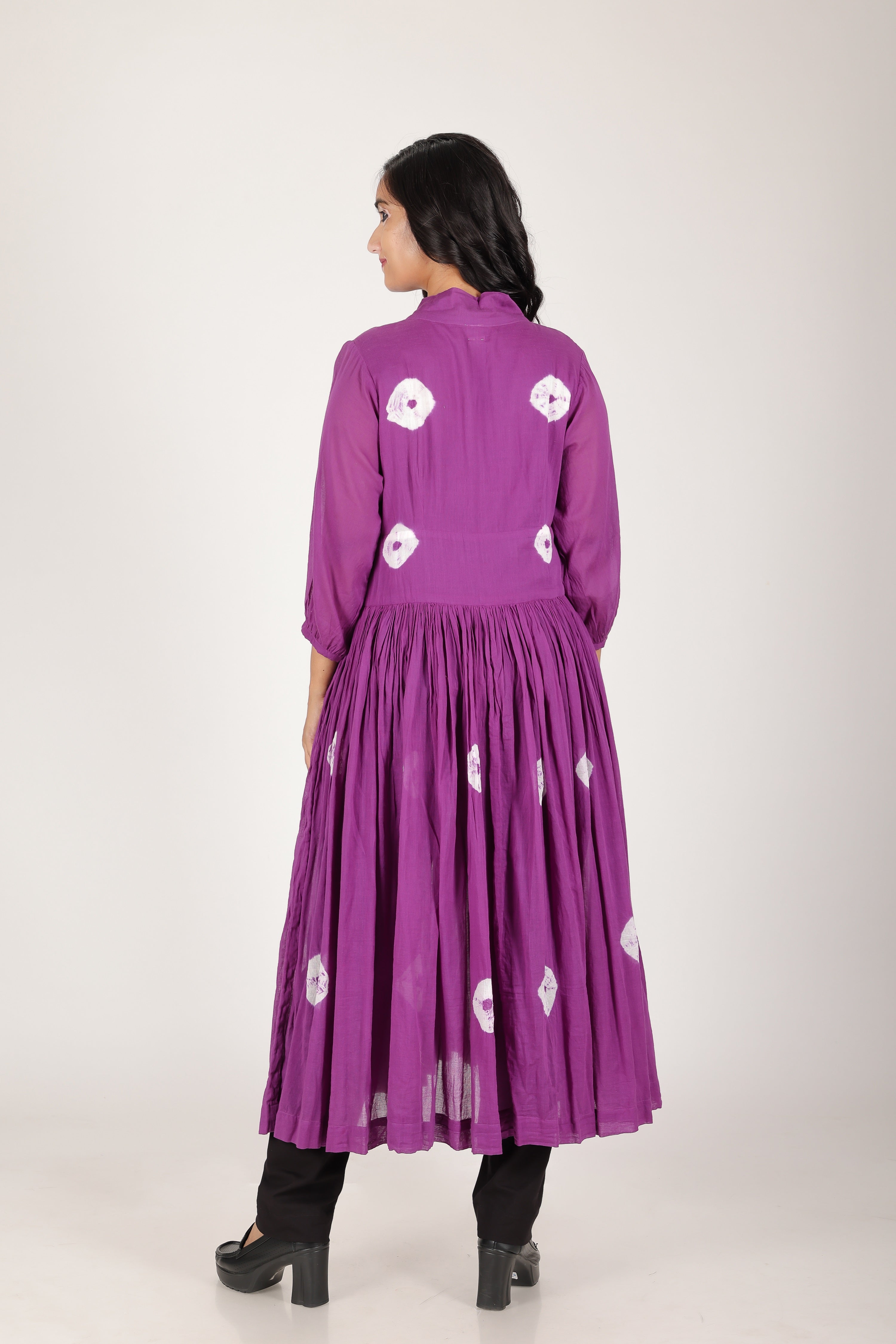 PURPAL SHIBORI BUTTON DRESS