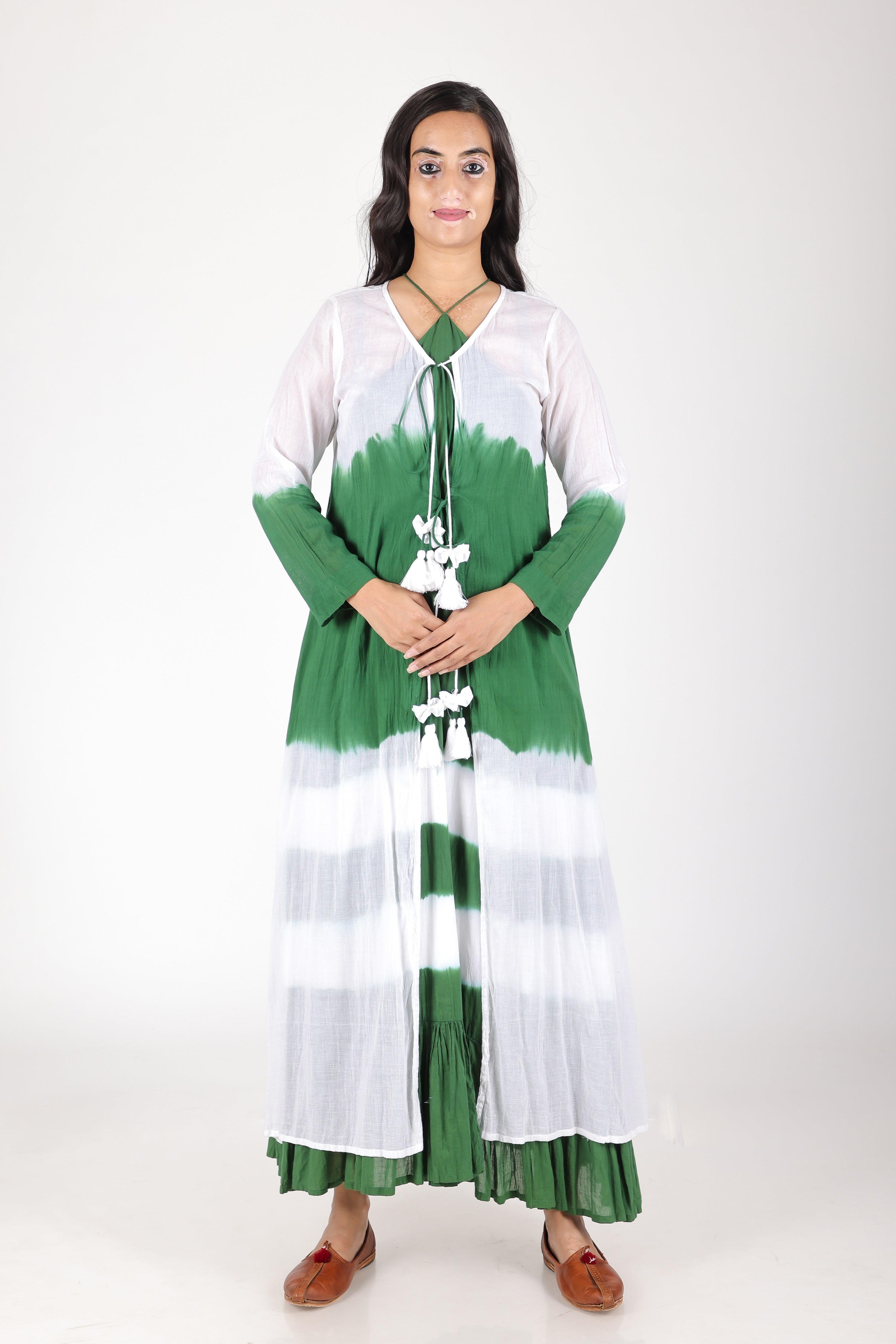 KAAI GREEN TIE DYE SHRUG DRESST